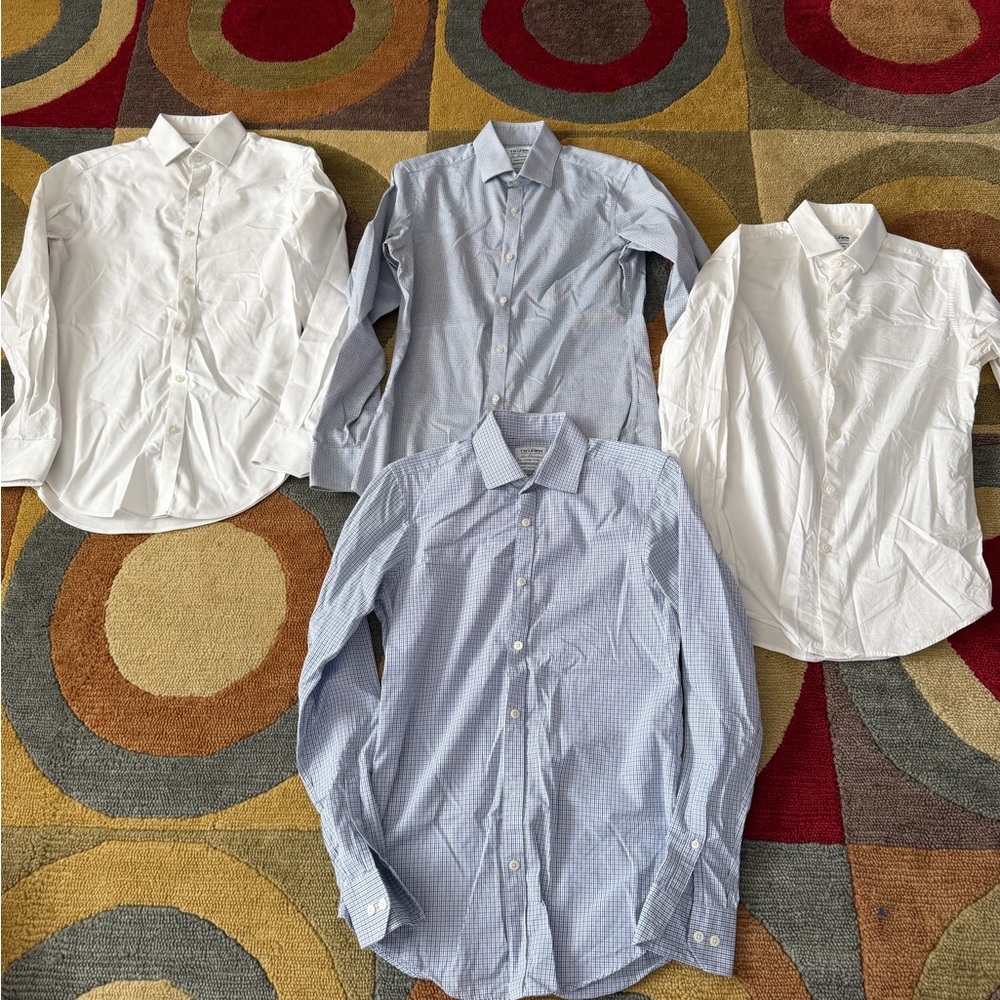 T.M.Lewin Men’s Button Down Dress Shirt Set of four Neck 15 Sleeve Length 34